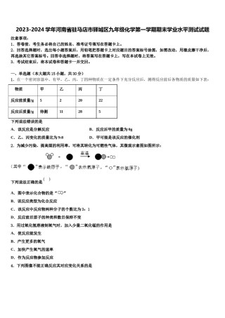 2023-2024学年河南省驻马店市驿城区九年级化学第一学期期末学业水平测试试题含解析.doc