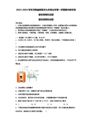 2023-2024学年河南省鹤壁市九年级化学第一学期期中教学质量检测模拟试题含解析.doc