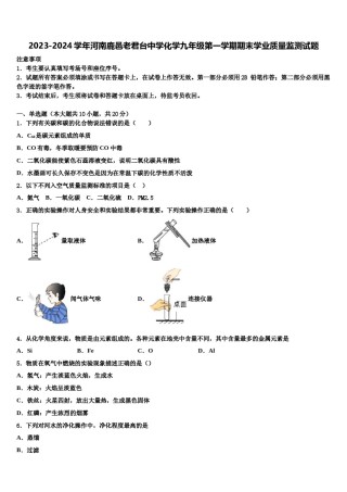 2023-2024学年河南鹿邑老君台中学化学九年级第一学期期末学业质量监测试题含解析.doc