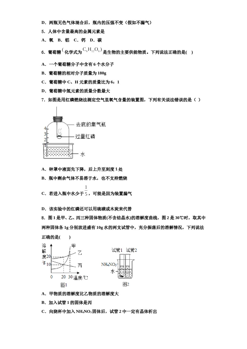 2023-2024学年泰州市智堡实验学校九年级化学第一学期期中考试模拟试题含解析.doc_第2页