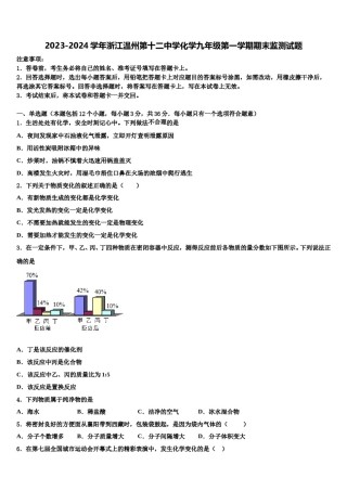 2023-2024学年浙江温州第十二中学化学九年级第一学期期末监测试题含解析.doc