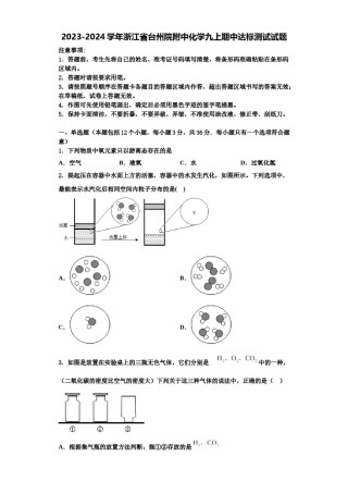 2023-2024学年浙江省台州院附中化学九上期中达标测试试题含解析.doc