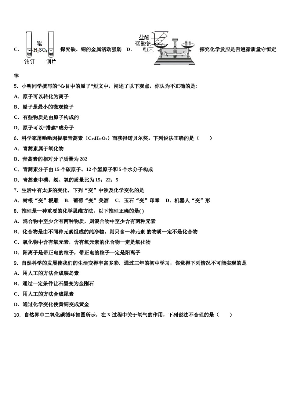 2023-2024学年浙江省嘉兴市桐乡九年级化学第一学期期末监测试题含解析.doc_第2页
