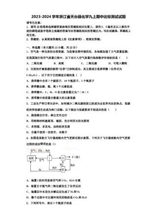 2023-2024学年浙江省天台县化学九上期中达标测试试题含解析.doc