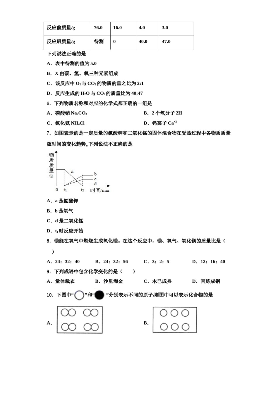 2023-2024学年浙江省宁波市北仑区化学九上期中检测试题含解析.doc_第2页