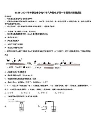 2023-2024学年浙江省宁海中学九年级化学第一学期期末预测试题含解析.doc