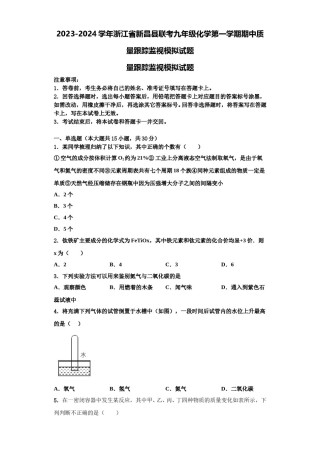 2023-2024学年浙江省新昌县联考九年级化学第一学期期中质量跟踪监视模拟试题含解析.doc