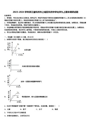 2023-2024学年浙江省杭州市上城区杭州中学化学九上期末调研试题含解析.doc