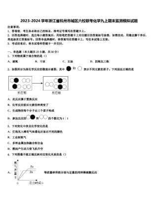 2023-2024学年浙江省杭州市城区六校联考化学九上期末监测模拟试题含解析.doc