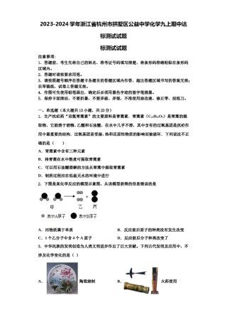 2023-2024学年浙江省杭州市拱墅区公益中学化学九上期中达标测试试题含解析.doc