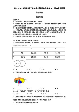 2023-2024学年浙江省杭州市朝晖中学化学九上期中质量跟踪监视试题含解析.doc