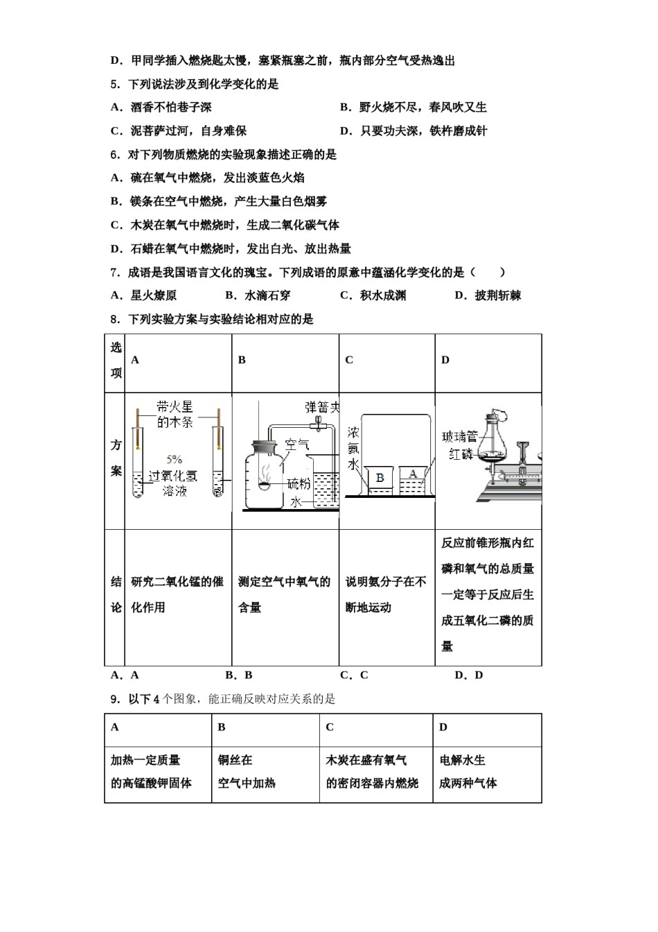 2023-2024学年浙江省杭州市滨兰中学化学九年级第一学期期中预测试题含解析.doc_第2页