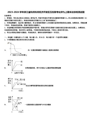 2023-2024学年浙江省杭州杭州经济开发区五校联考化学九上期末达标检测试题含解析.doc