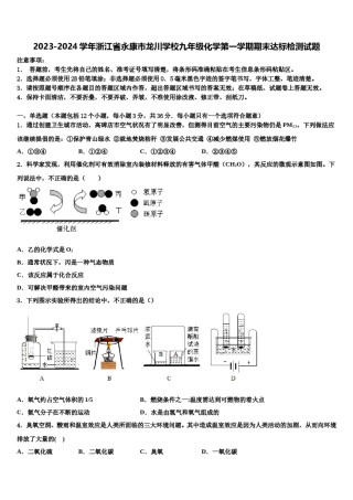 2023-2024学年浙江省永康市龙川学校九年级化学第一学期期末达标检测试题含解析.doc