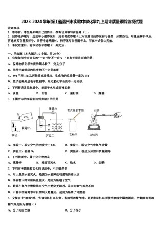 2023-2024学年浙江省温州市实验中学化学九上期末质量跟踪监视试题含解析.doc