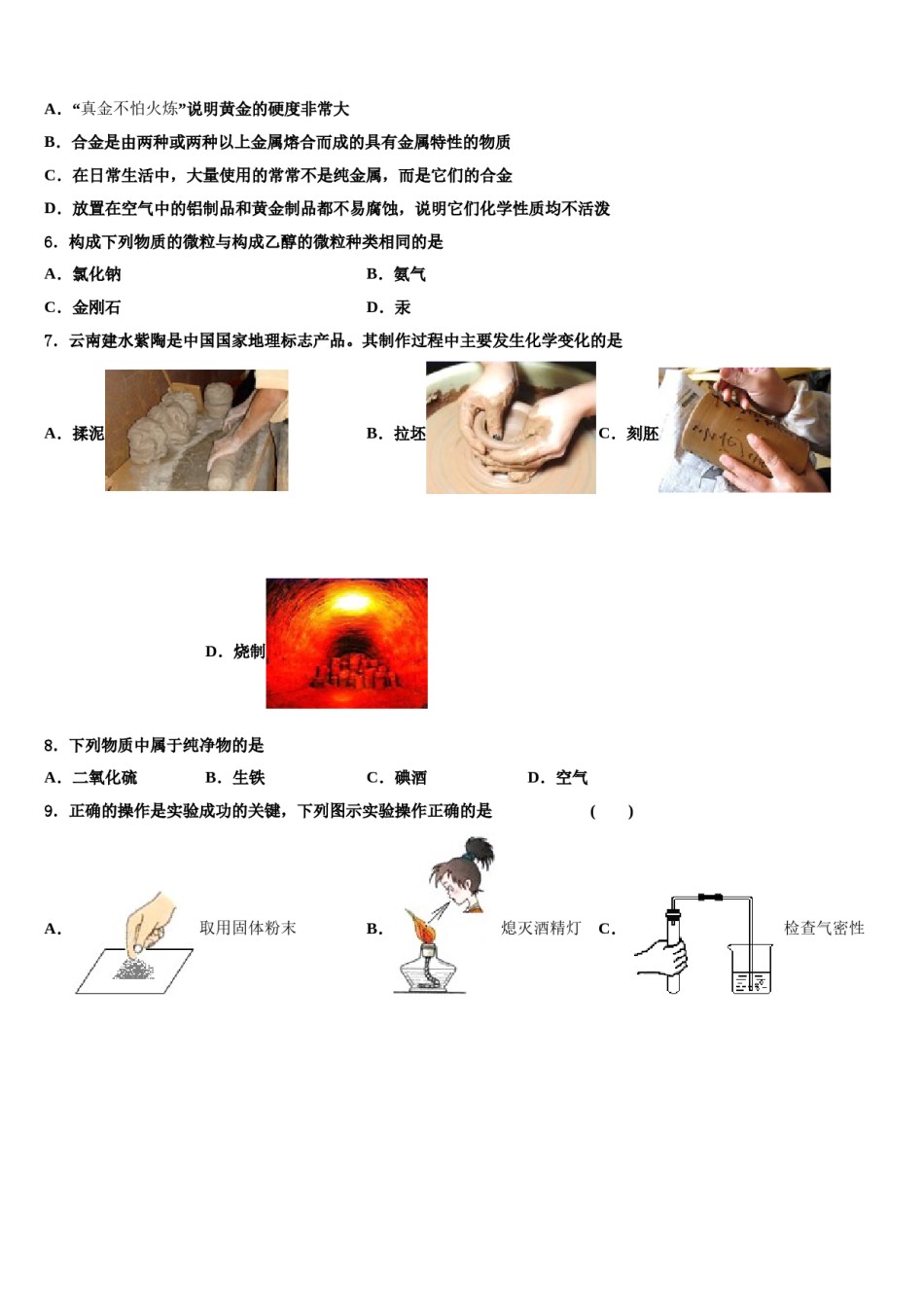 2023-2024学年浙江省温州市瑞安市集云实验学校九年级化学第一学期期末考试试题含解析.doc_第2页