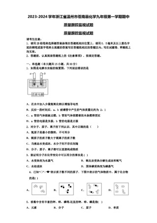2023-2024学年浙江省温州市苍南县化学九年级第一学期期中质量跟踪监视试题含解析.doc