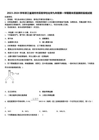 2023-2024学年浙江省湖州市实验学校化学九年级第一学期期末质量跟踪监视试题含解析.doc