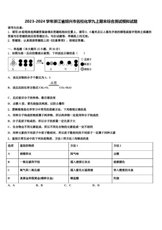 2023-2024学年浙江省绍兴市名校化学九上期末综合测试模拟试题含解析.doc