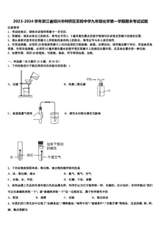 2023-2024学年浙江省绍兴市柯桥区实验中学九年级化学第一学期期末考试试题含解析.doc