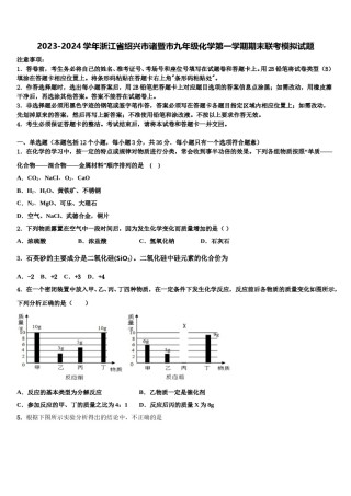 2023-2024学年浙江省绍兴市诸暨市九年级化学第一学期期末联考模拟试题含解析.doc
