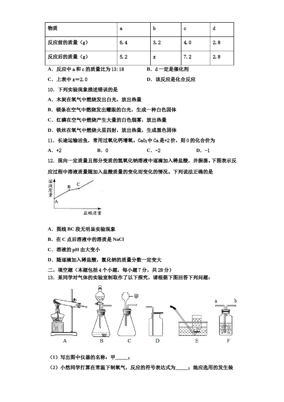 2023-2024学年浙江省绍兴市越城区化学九上期中考试试题含解析.doc_第3页