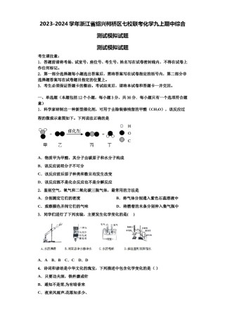 2023-2024学年浙江省绍兴柯桥区七校联考化学九上期中综合测试模拟试题含解析.doc