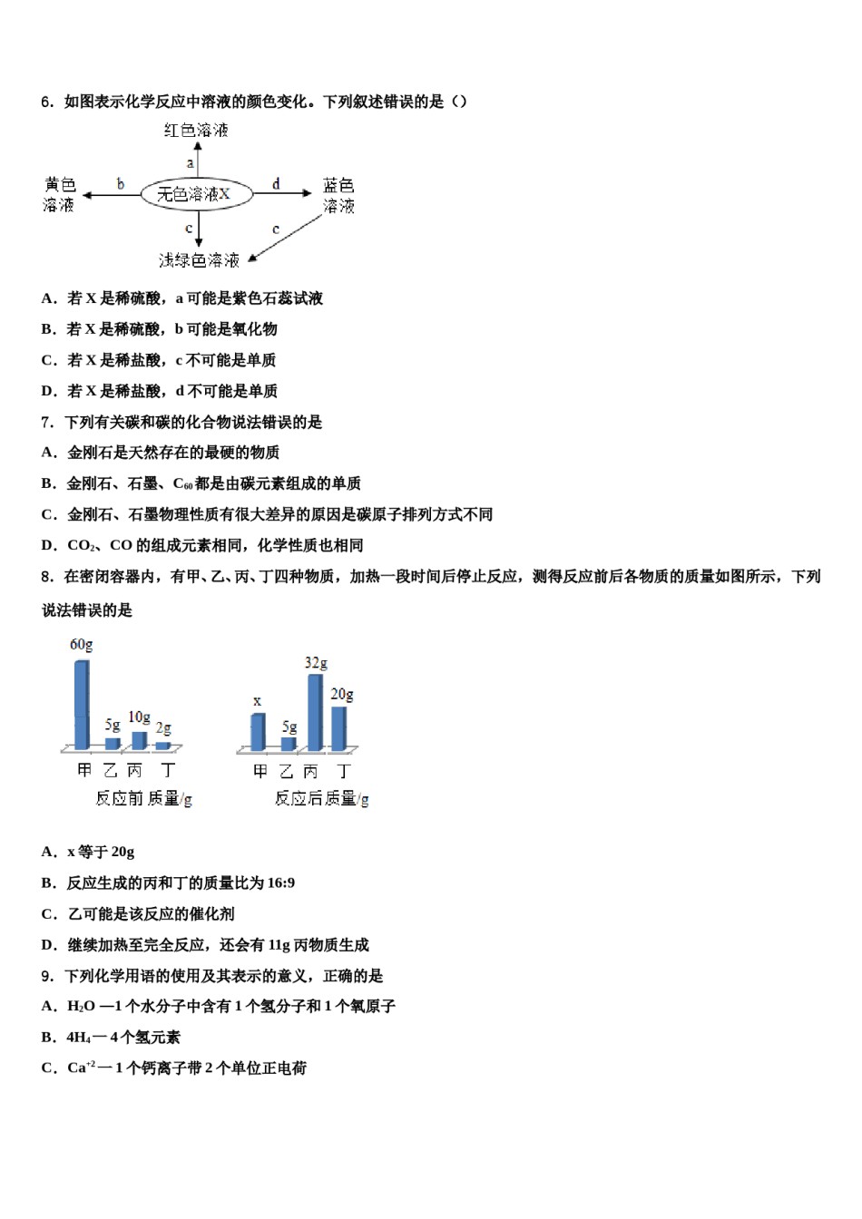 2023-2024学年浙江绍兴市越城区九年级化学第一学期期末检测试题含解析.doc_第2页