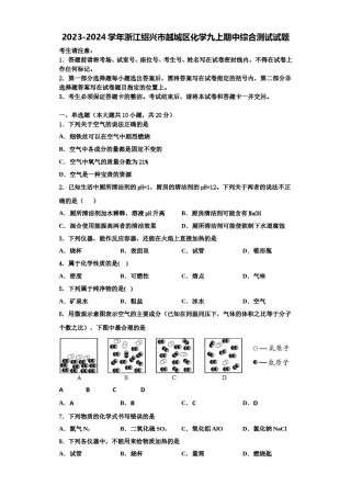 2023-2024学年浙江绍兴市越城区化学九上期中综合测试试题含解析.doc