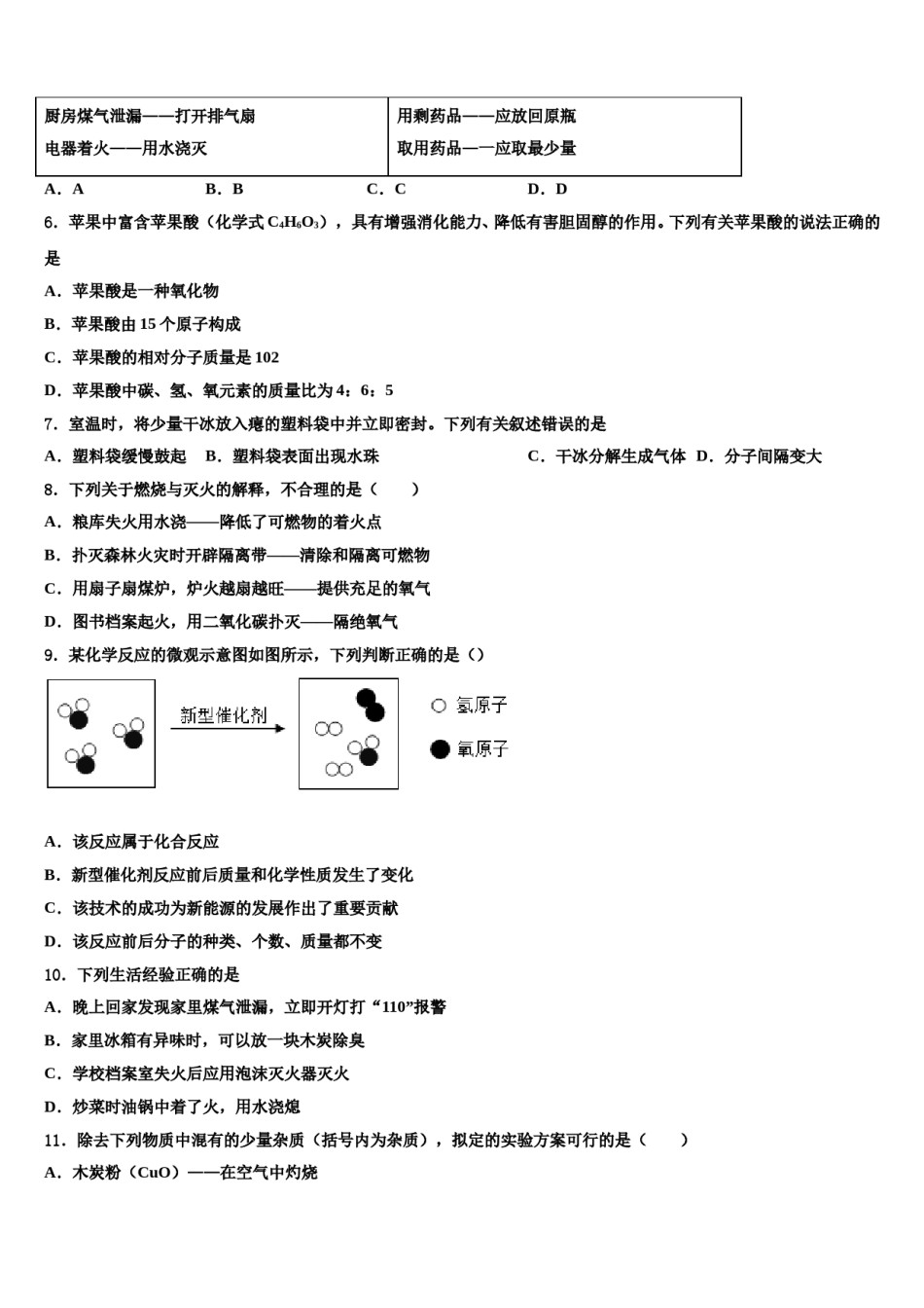 2023-2024学年海南省三亚市妙联学校化学九上期末教学质量检测模拟试题含解析.doc_第2页