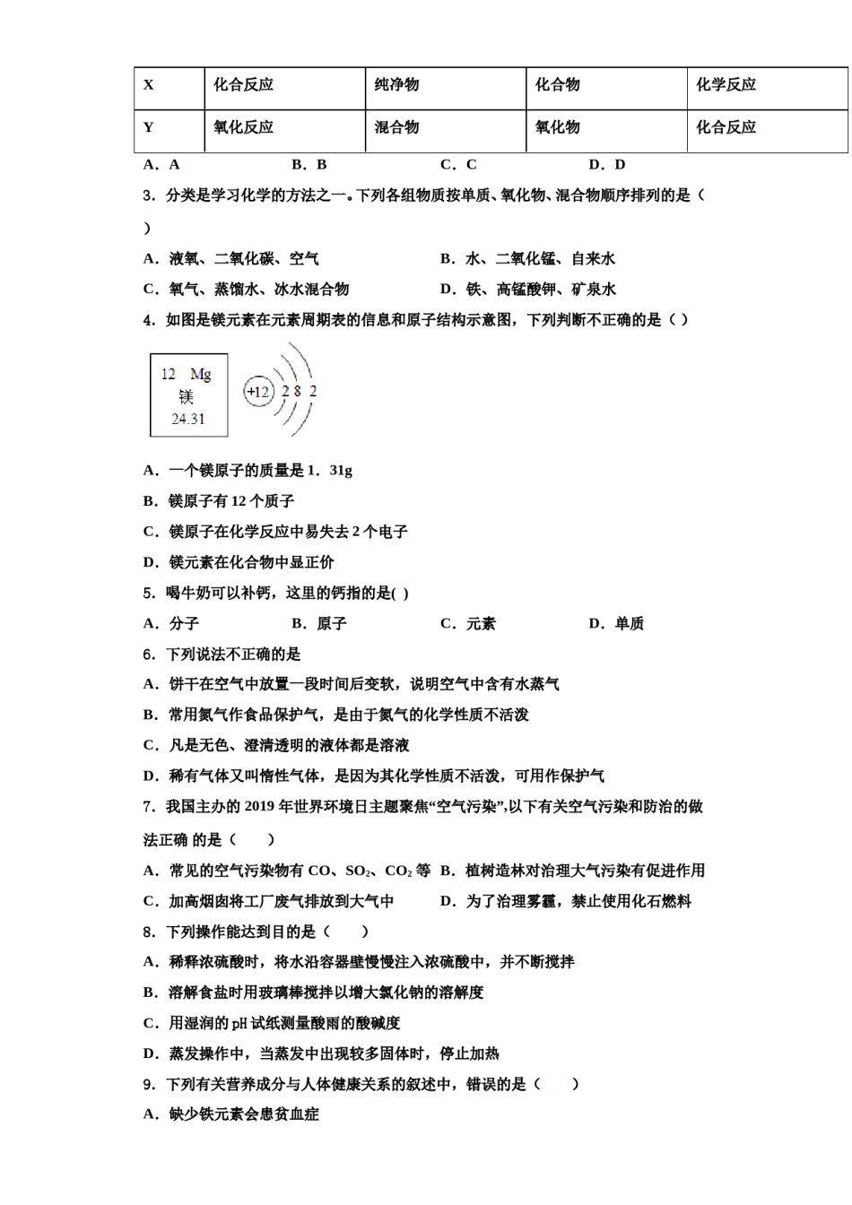 2023-2024学年海南省临高县临高中学化学九年级第一学期期中质量跟踪监视模拟试题含解析.doc_第2页