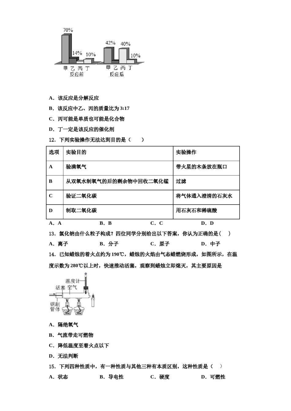 2023-2024学年海南省乐东思源实验学校九年级化学第一学期期中调研试题含解析.doc_第3页