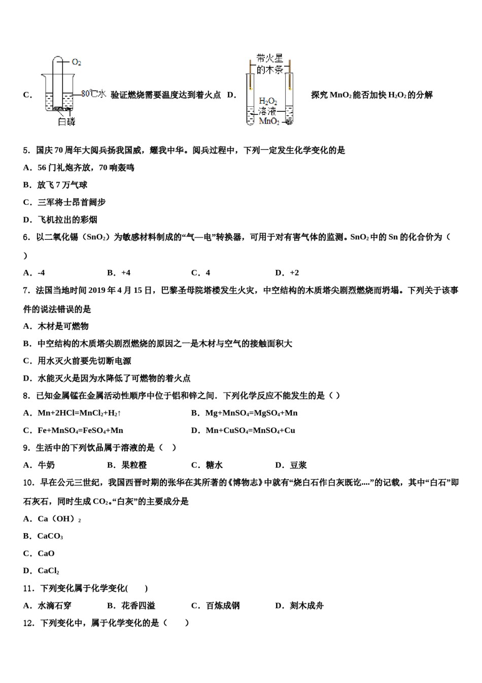 2023-2024学年海南省华东师大二附中化学九上期末考试试题含解析.doc_第2页