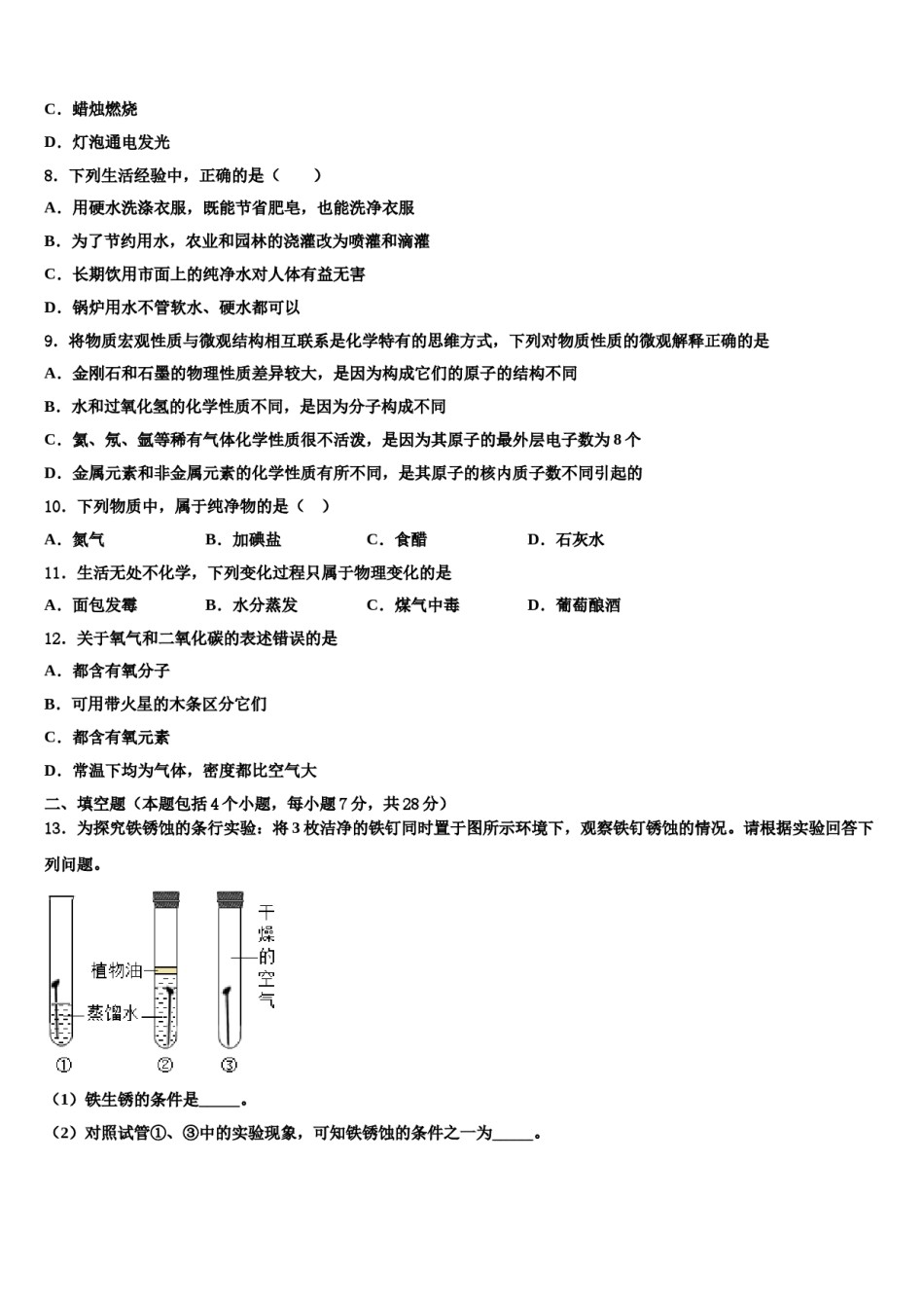 2023-2024学年海南省海南枫叶国际学校化学九年级第一学期期末复习检测模拟试题含解析.doc_第2页