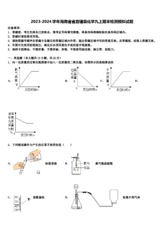 2023-2024学年海南省省直辖县化学九上期末检测模拟试题含解析.doc