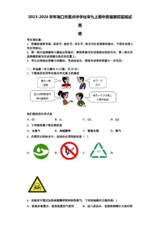 2023-2024学年海口市重点中学化学九上期中质量跟踪监视试题含解析.doc