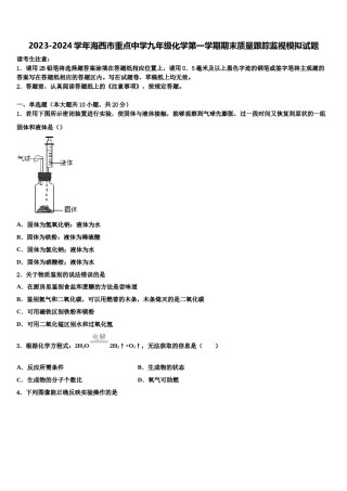 2023-2024学年海西市重点中学九年级化学第一学期期末质量跟踪监视模拟试题含解析.doc