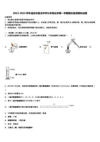 2023-2024学年清远市重点中学九年级化学第一学期期末监测模拟试题含解析.doc