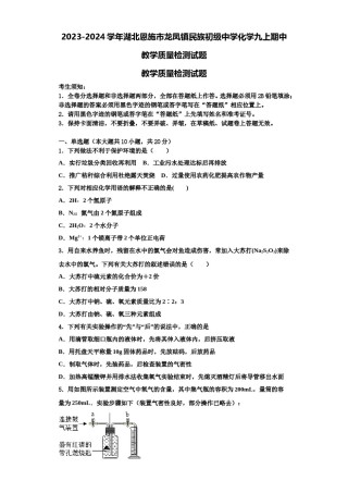 2023-2024学年湖北恩施市龙凤镇民族初级中学化学九上期中教学质量检测试题含解析.doc