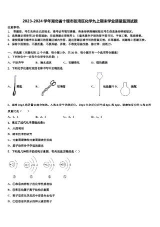 2023-2024学年湖北省十堰市张湾区化学九上期末学业质量监测试题含解析.doc