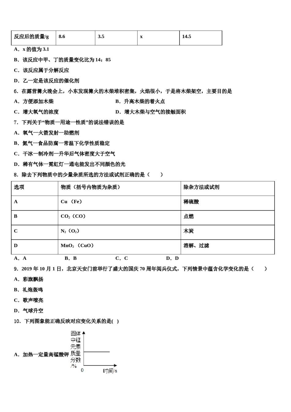 2023-2024学年湖北省咸宁市天城中学化学九上期末综合测试模拟试题含解析.doc_第2页