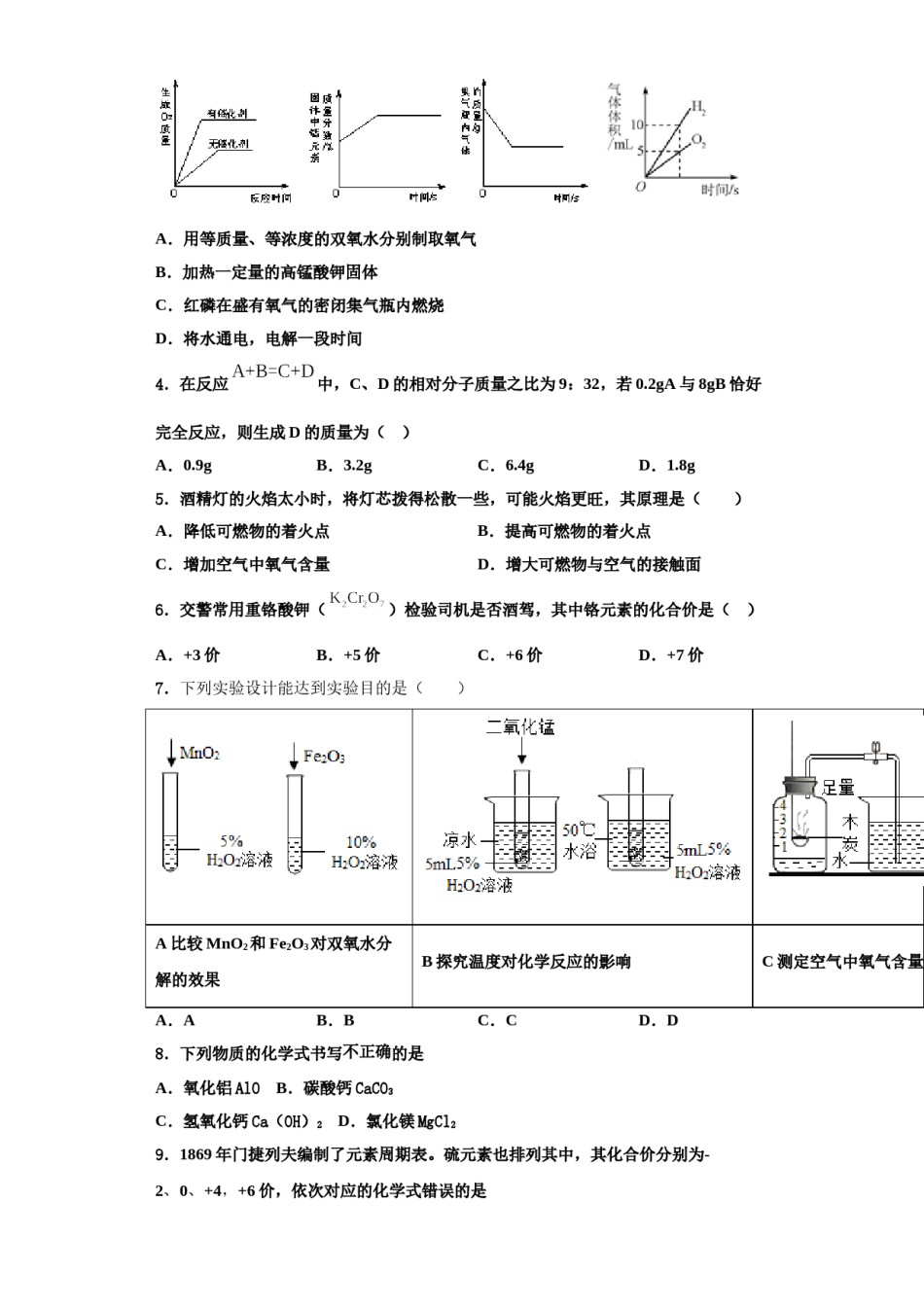2023-2024学年湖北省孝感市安陆市化学九年级第一学期期中检测模拟试题含解析.doc_第2页
