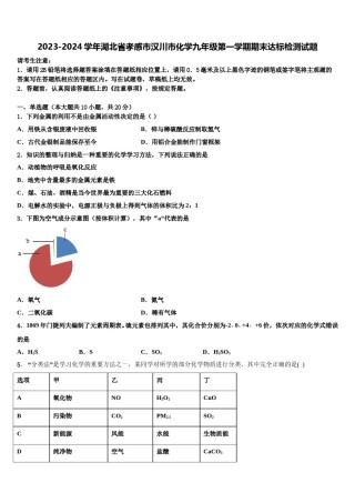 2023-2024学年湖北省孝感市汉川市化学九年级第一学期期末达标检测试题含解析.doc