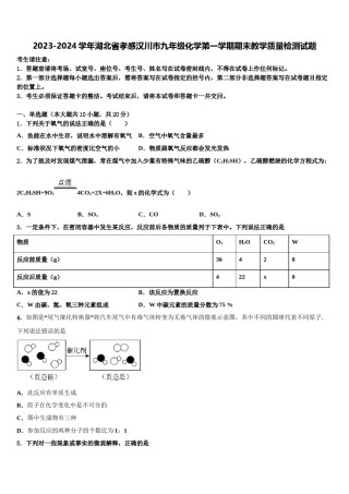 2023-2024学年湖北省孝感汉川市九年级化学第一学期期末教学质量检测试题含解析.doc