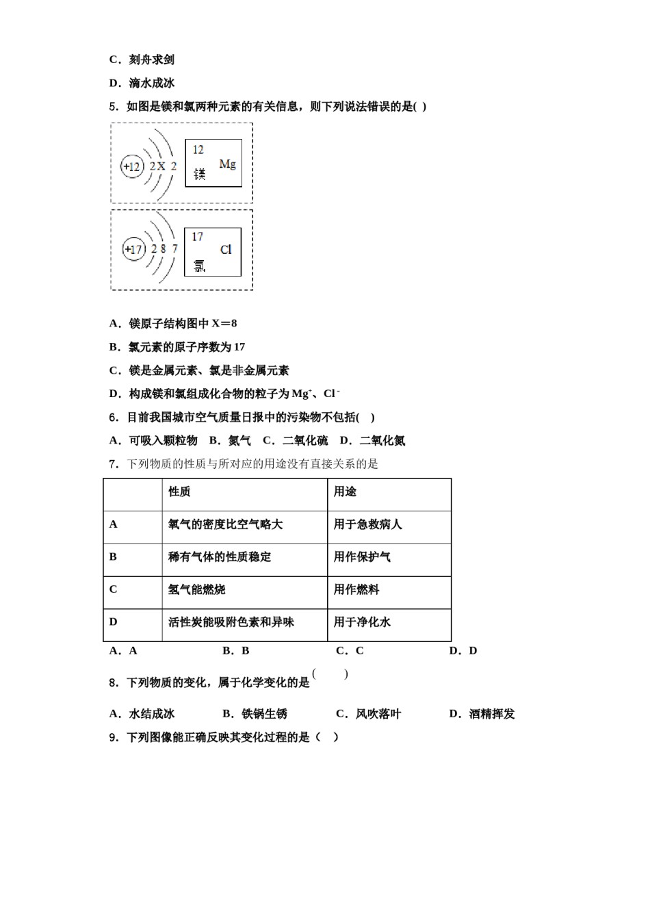 2023-2024学年湖北省孝昌县化学九上期中质量跟踪监视试题含解析.doc_第2页