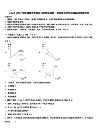 2023-2024学年湖北省孝昌县化学九年级第一学期期末学业质量监测模拟试题含解析.doc