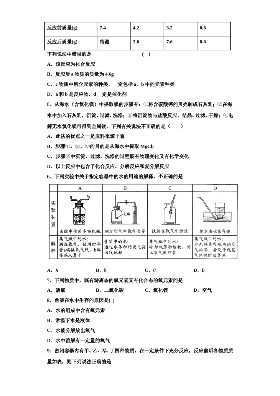 2023-2024学年湖北省宜昌市东部化学九年级第一学期期中调研试题含解析.doc_第2页