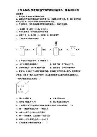 2023-2024学年湖北省宜昌市夷陵区化学九上期中检测试题含解析.doc