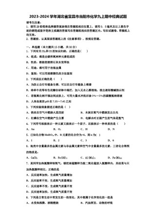 2023-2024学年湖北省宜昌市当阳市化学九上期中经典试题含解析.doc