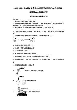 2023-2024学年湖北省宜昌市点军区天问学校九年级化学第一学期期中检测模拟试题含解析.doc
